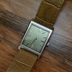 Unisex BREDA Green Watch with Brown Strap